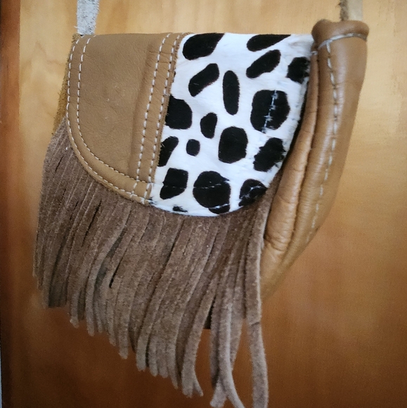 Suede/Leather Small Bag/Wallet with Hair on Cowhide - Picture 5 of 16
